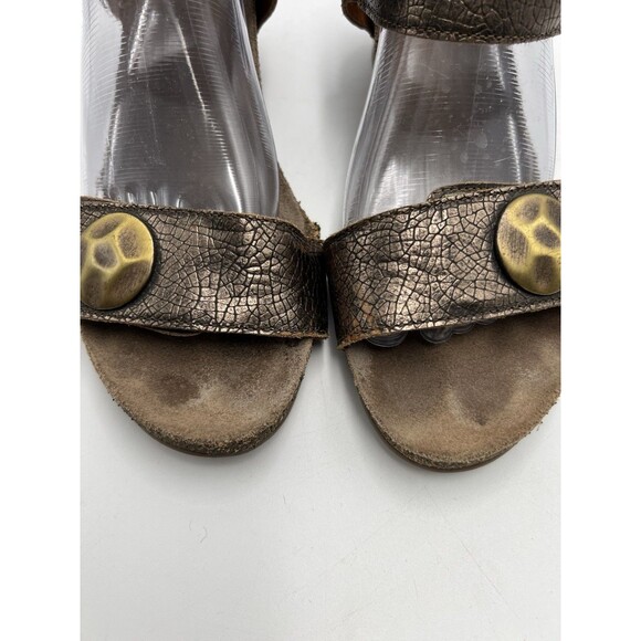 Taos Carousel 2 Leather Gold Wedge Sandals Metallic Shoes Women’s 40 US 9 9.5 - Picture 4 of 8